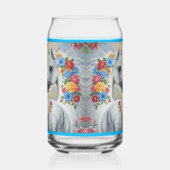 Paarden omlijst met bloemen blikvorm glas (Links)