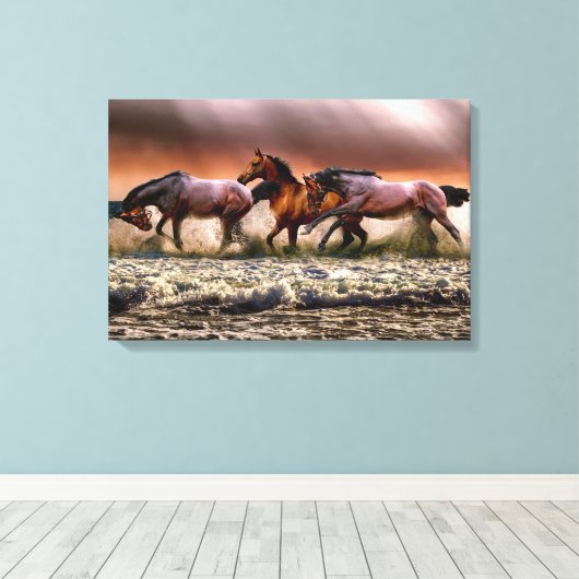 Paarden omwikkeld canvas afdruk (Insitu (Houten vloer))