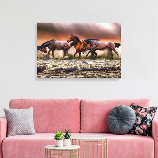 Paarden omwikkeld canvas afdruk (Insitu (Woonkamer))