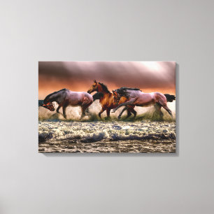 Paarden omwikkeld canvas afdruk