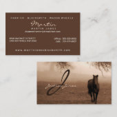 Paarden onder de eikenboom Sepia met monogram Visitekaartje (Voorkant / Achterkant)