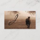 Paarden onder de eikenboom Sepia met monogram Visitekaartje (Achterkant)