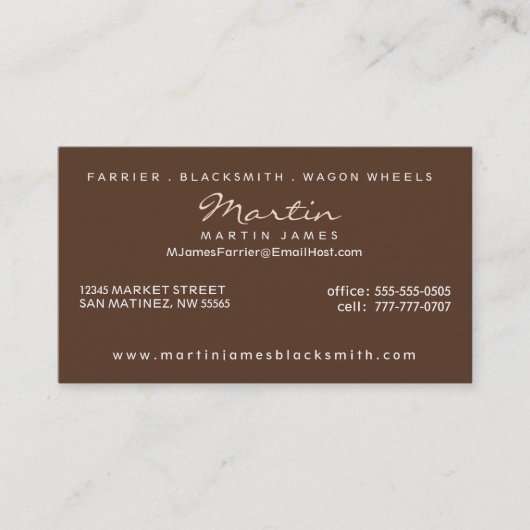 Paarden onder de eikenboom Sepia met monogram Visitekaartje (Voorkant)