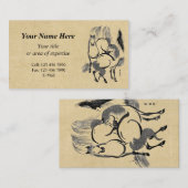 Paarden onder een wilde boom. visitekaartje (Voorkant / Achterkant)