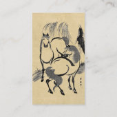 Paarden onder een wilde boom. visitekaartje (Achterkant)