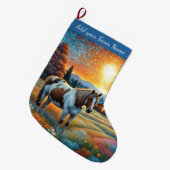 Paarden op de boerderij grote kerstsok (Voorkant (Hangend))