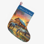 Paarden op de boerderij grote kerstsok (Voorkant (Hangend))