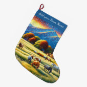 Paarden op de boerderij grote kerstsok (Voorkant (Hangend))