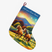 Paarden op de boerderij grote kerstsok (Voorkant (Hangend))