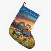 Paarden op de boerderij grote kerstsok (Voorkant (Hangend))