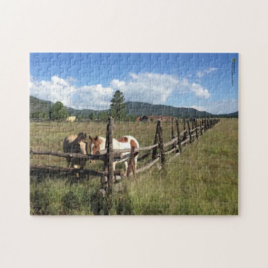 Paarden op de foto van de gespleten spoorstaafkop legpuzzel (Horizontaal)