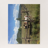 Paarden op de foto van de gespleten spoorstaafkop legpuzzel (Verticaal)