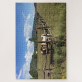 Paarden op de foto van de gespleten spoorstaafkop legpuzzel (Verticaal)