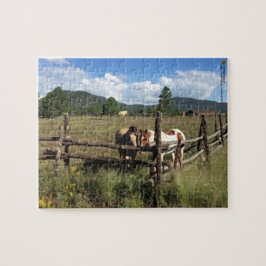 Paarden op de foto van de gespleten spoorstaafkop legpuzzel (Horizontaal)