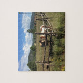 Paarden op de foto van de gespleten spoorstaafkop legpuzzel (Verticaal)