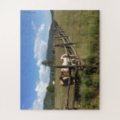 Paarden op de foto van de gespleten spoorstaafkop legpuzzel (Verticaal)