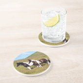 Paarden op de heuvel zandsteen onderzetter (Zijkant)