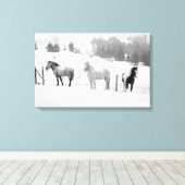 Paarden op de Ranch Canvas Afdruk (Insitu (Houten vloer))