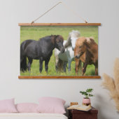 Paarden op de Ranch, Zuid-IJsland Hangend Wandkleed (Slaapkamer)