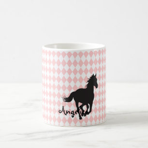 Paarden op de Sjabloon van het diamantpatroon Koffiemok