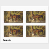 Paarden op de veranda rechthoekige sticker (Vel)