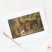 Paarden op de veranda rechthoekige sticker (Envelop)