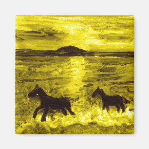 Paarden op een Golden Seashore Seaside Magneet