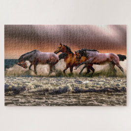 Paarden op een schuimend Zee Legpuzzel