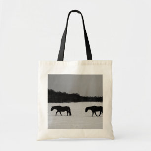Paarden op een sneeuwbit tote bag