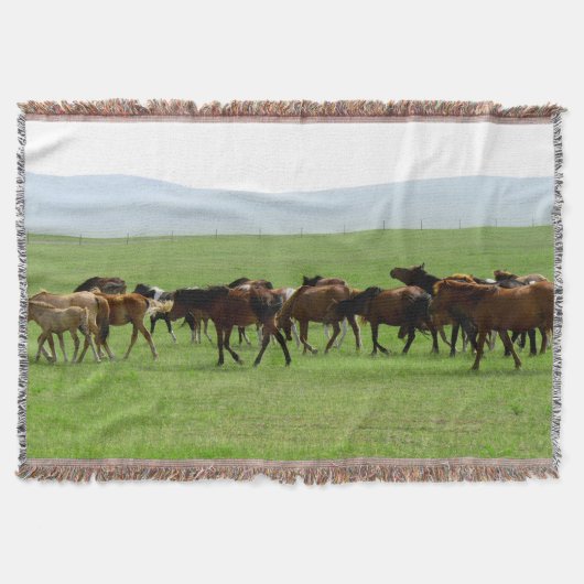 Paarden op grasland - Landschapsfoto Deken (Voorkant)