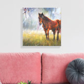 Paarden op het gras canvas afdruk (Insitu (Woonkamer))