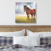 Paarden op het gras canvas afdruk (Insitu (Slaapkamer))