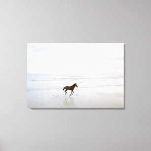Paarden op het strand canvas afdruk