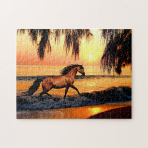 Paarden op het strand legpuzzel