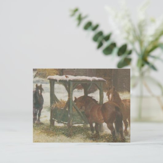 Paarden op kerstdag feestdagenkaart (Staand voorkant)