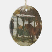 Paarden op kerstdag keramisch ornament (Rechts)