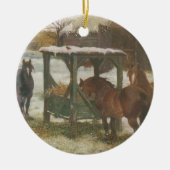 Paarden op kerstdag keramisch ornament (Voorkant)