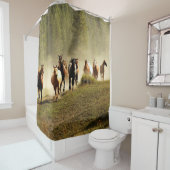 paarden op Montana ranch Douchegordijn (In situ)
