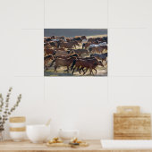 Paarden op ranch, Inner Mongolië, China Poster (Keuken)