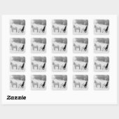 Paarden op ranch vierkante sticker (Vel)