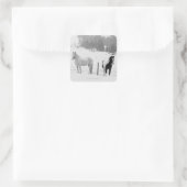 Paarden op ranch vierkante sticker (Tas)