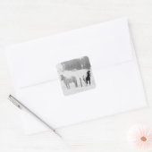 Paarden op ranch vierkante sticker (Envelop)