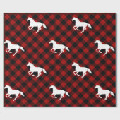 Paarden op rode buffelstaarten cadeaupapier (Vlak)