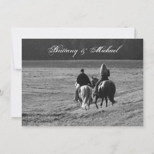 Paarden op rustieke huwelijksuitnodigingen kaart (Achterkant)