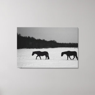 Paarden op sneeuw 36x24 (90x60cm) waccna canvas afdruk