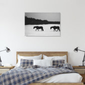 Paarden op sneeuw 36x24 (90x60cm) waccna canvas afdruk (Insitu (Slaapkamer))