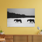 Paarden op sneeuw 36x24 (90x60cm) waccna canvas afdruk (Insitu (Woonkamer))