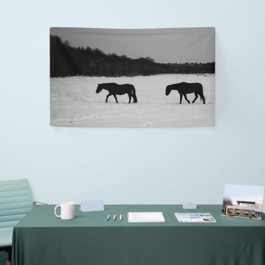 Paarden op sneeuw bnrcnm spandoek (Beurs)