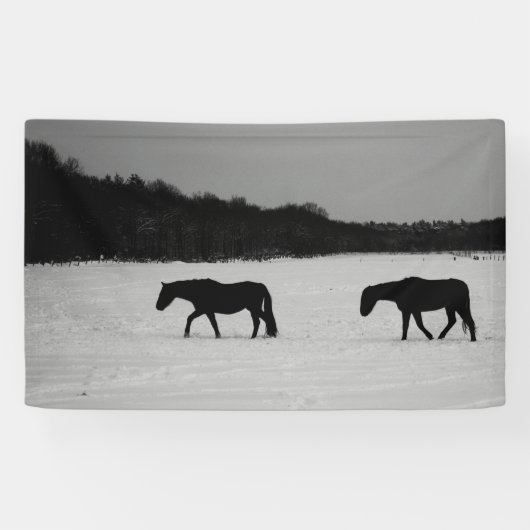 Paarden op sneeuw bnrcnm spandoek (Horizontaal)