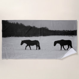 Paarden op sneeuw btcnm strandlaken